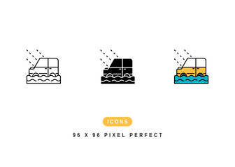 Flood Icon. Water Above Sea Level Pictogram Graphic Illustration. Isolated Simple Line Icon For Infographic, App and Web Button.