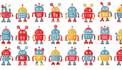 Texture of colorful robots of a children's game