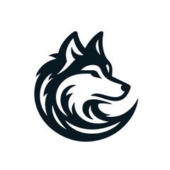flat vector logo of a wolf.