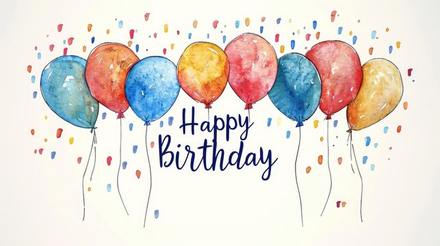 Watercolor Birthday Balloons