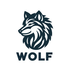 flat vector logo of a wolf.
