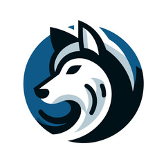 flat vector logo of a wolf.