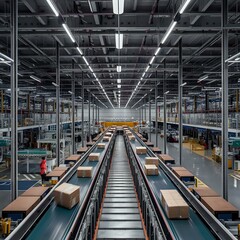 Obraz premium Futuristic Automated Parcel Sorting Hub