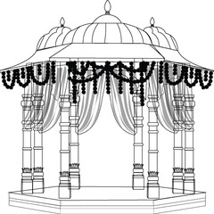 hindu wedding clipart black and white or illustration isolated on transparent background.