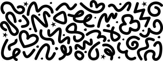Handdrawn black line doodle seamless pattern scribble abstract creative elements icon decorative vector illustration isolated on white background