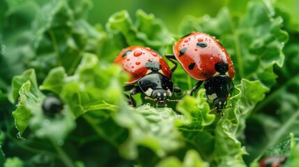 Obraz premium Garden pests attacking vegetable plants, a common issue for farmers and gardeners. Need for sustainable pest control