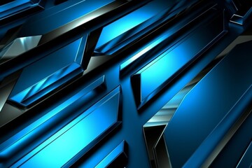 Obraz premium Abstract Blue and Black Metallic Geometric Background