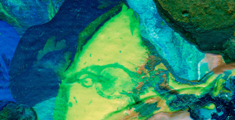 Naklejka premium Explore an Eclectic and Expressive Painted Dreamscape: A Vivid Tapestry of Colors and Abstract Forms 