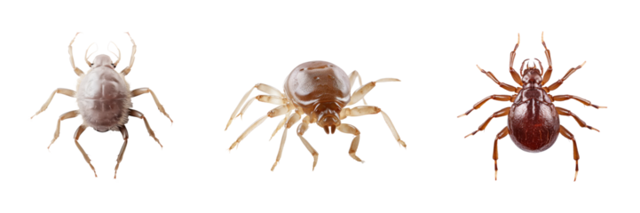 Close Up Brown Mite Set on Isolated Background