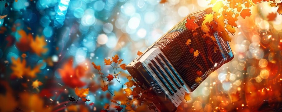 Vintage Accordion in a Dreamy Autumn Setting
