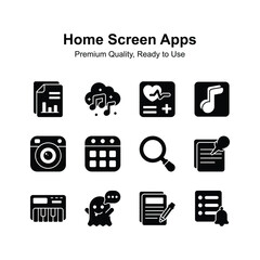 Premium quality home screen apps icons set, ready for premium use