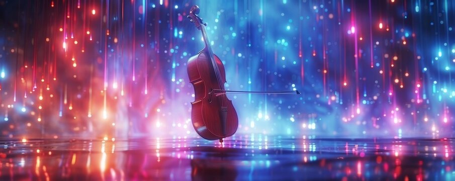 Electric Cello Floating in a Dreamlike 3D Setting
