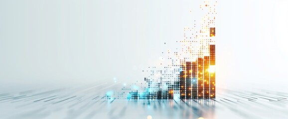 Obraz premium Modern business graph visuals with natural lighting, clear copy space