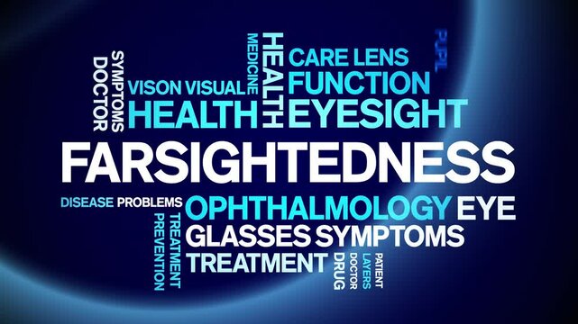 Farsightedness animated word cloud;text design animation tag kinetic typography seamless loop.