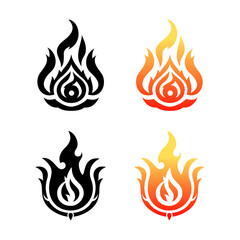 Fire image, flame icon. Black icon isolated on white background.