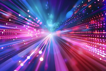 Obraz premium Abstract vibrant digital data stream with bright neon lights and futuristic design.