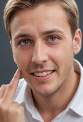 Fototapeta premium Schadenfreude (German for taking pleasure in others' misfortune): Smirking at another person's misfortune. 