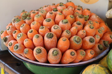 Vegetables and fruits are sold at a bazaar in Israel.