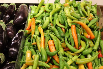 Vegetables and fruits are sold at a bazaar in Israel.