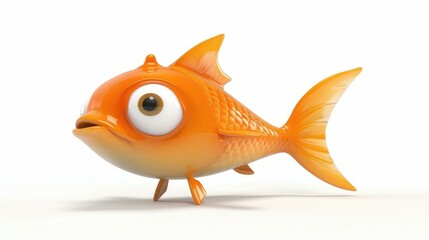 Vibrant 3D cartoon fish illustration on a white background.
