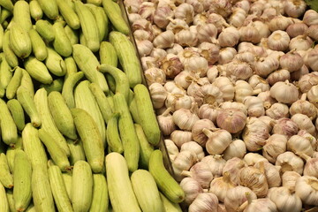 Vegetables and fruits are sold at a bazaar in Israel.
