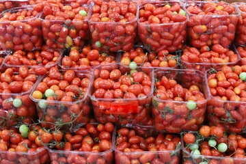 Vegetables and fruits are sold at a bazaar in Israel.
