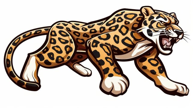 Fierce leopard mascot in action, perfect for sports teams or mascot designs, energetic and dynamic vector illustration.