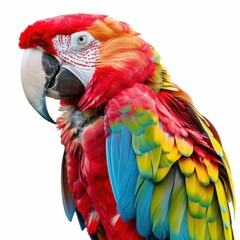 Obraz premium Vibrant and colorful Scarlet Macaw on white background
