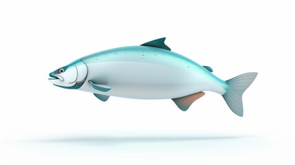 Obraz premium 3D illustration of an Atlantic salmon fish jumping out of water, isolated on white background.