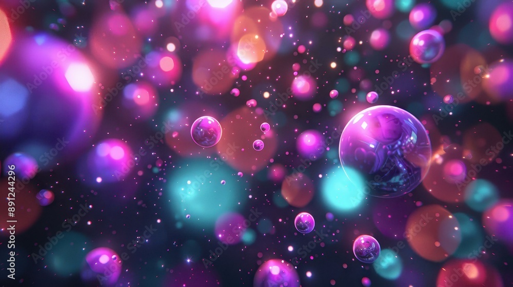 Poster vibrant abstract particles in motion with colorful hues create a mesmerizing visual experience.