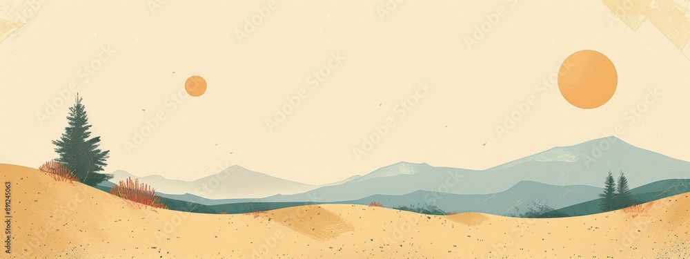 Poster illustration simple beige background with a subtle texture, adding depth without overpowering the de