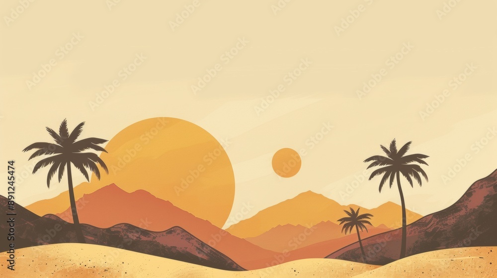 Poster illustration simple beige background with a subtle texture, adding depth without overpowering the de