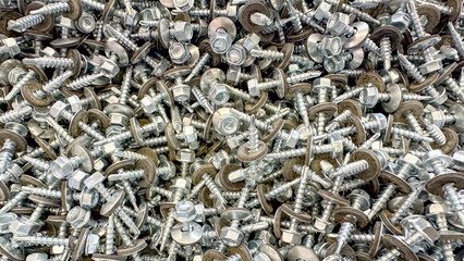 Self-tapping screws or self-tapping screws on a counter in a store
