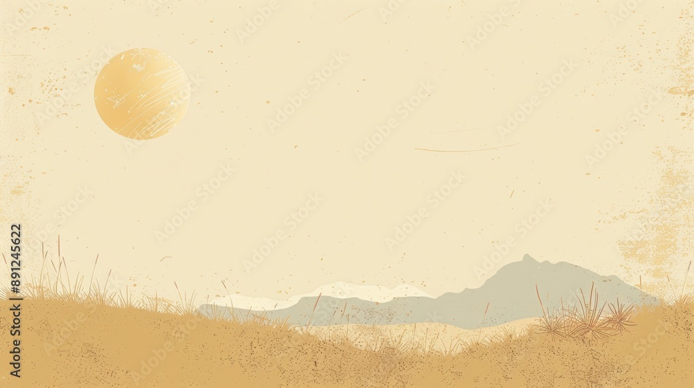 Poster illustration simple beige background with a subtle texture, adding depth without overpowering the de