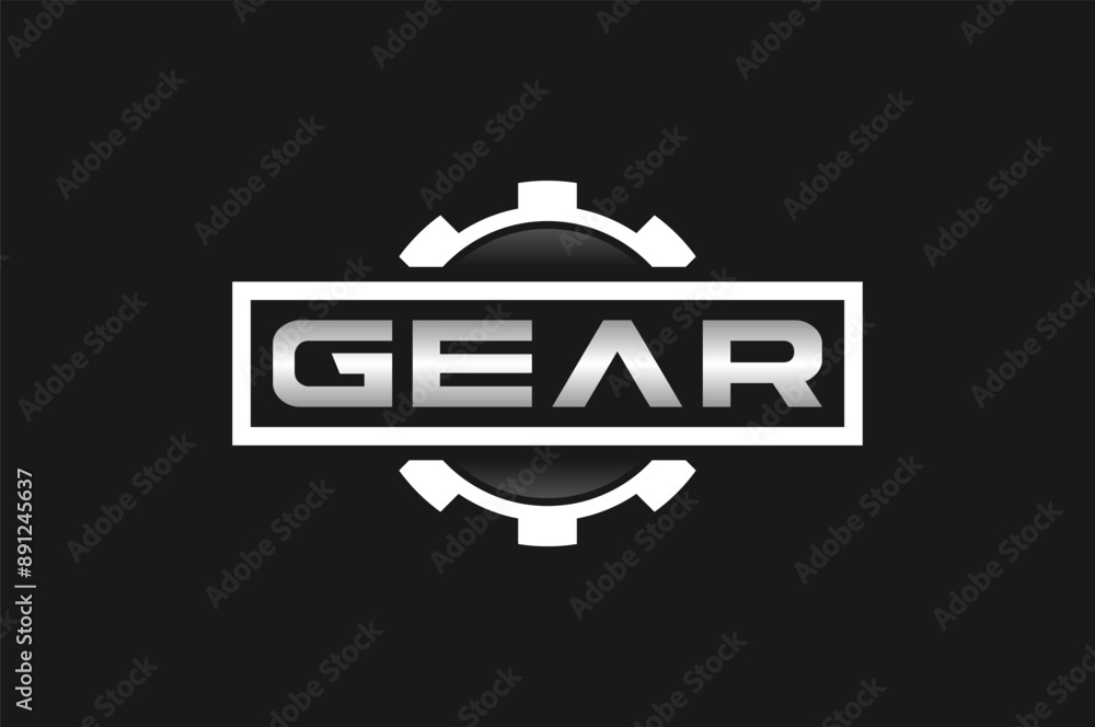 Wall mural gear emblem text logo