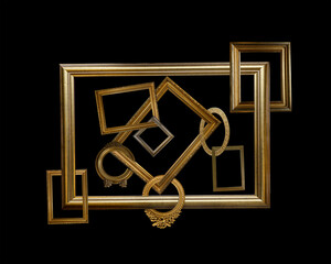 Gold frames, frame within frames abstract design