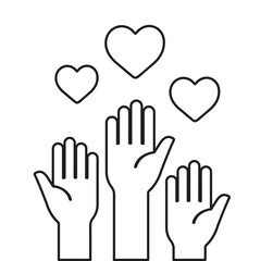 Obraz premium hands up with hearts icon vector illustration