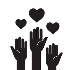 hands up with hearts icon vector illustration