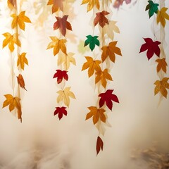 Natural background of transparent colored leaves Gerenative AI