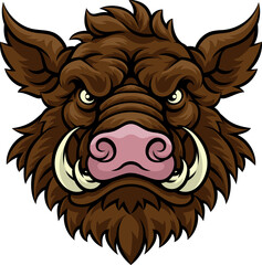 Boar Wild Hog Razorback Warthog Mascot Pig Cartoon
