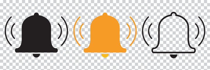 Notification bell icon. Alarm symbol. Incoming inbox message. Ringing bells. Alarm clock and smartphone application alert. Social media element. New message symbol flat style - stock vector.