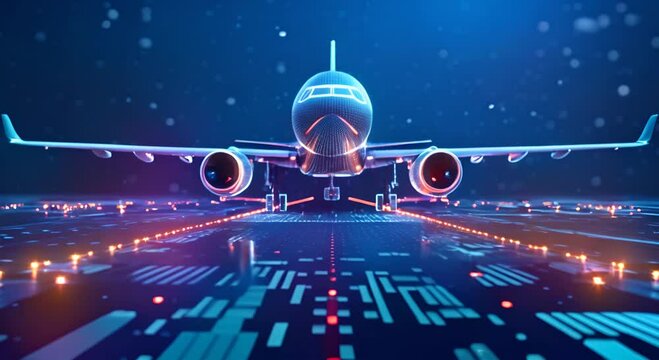 Smart technology aircraft, plane taking off