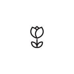 Tulip Icon, Plant symbol in outline style on white background. Editable icon.