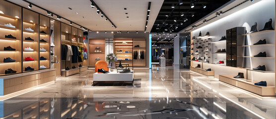 A large store with many shelves and a white floor