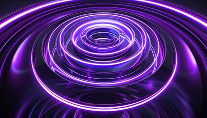 Obraz premium Purple Abstract Circular Pattern with Concentric Rings and Light Reflection, Futuristic Design