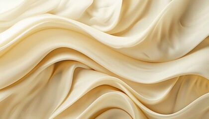 Elegant Cream-Colored Abstract Design with Flowing Curves and Soft Waves, Calming Texture, Background with Copy Space