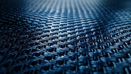 Fototapeta premium Close-Up of Blue Carbon Fiber Texture with Intricate Diamond Pattern, Background with Copy Space