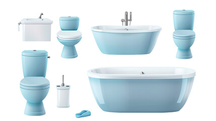 3d render set of bathroom isolated on transparent background