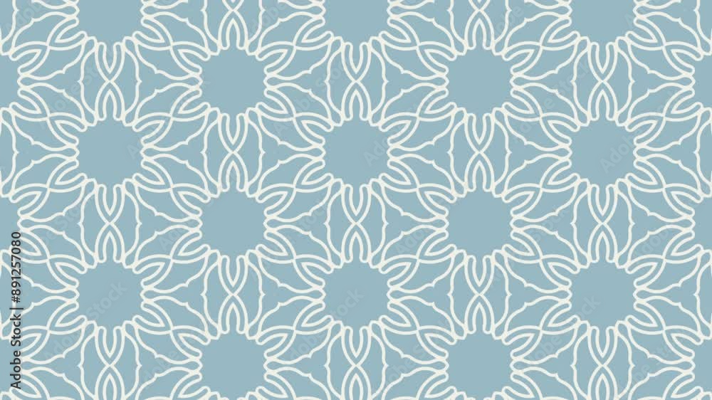Aufkleber seamless loop animation of blue background with repeating pattern of white floral shapes, ideal for 