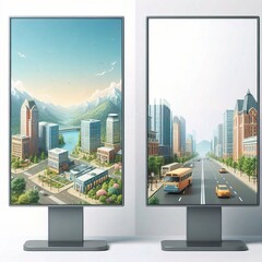 billboard in the city, advertising boards isolated in the white background